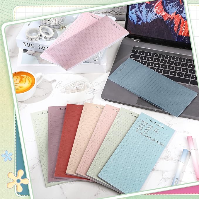 Censen 10 Pack 500 Sheets To Do List Notes Daily Checklist Notepads with 50 Sheets Each Undated Color Memo Pad Block Shopping List Pad Weekly Plan Notepad Organizer Planners(Morandi Color,Frame)