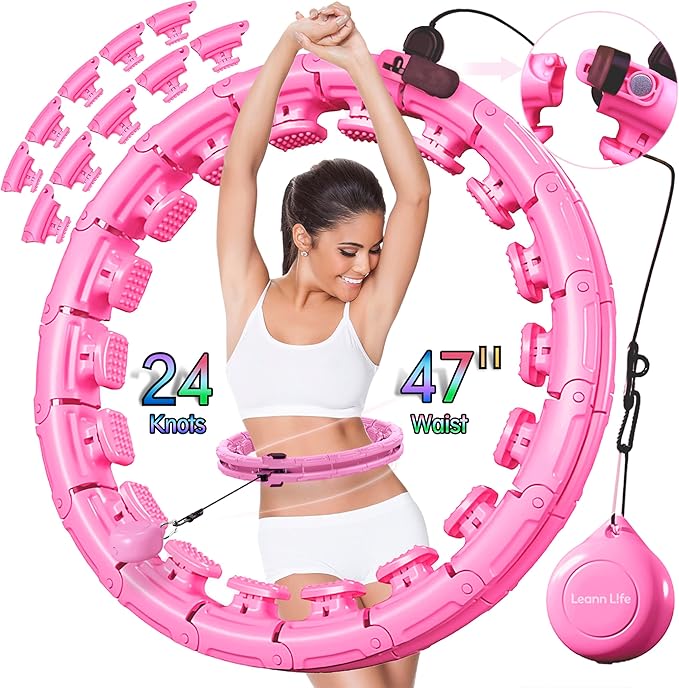 30/12 Knots, Upgraded Magnetic Lock Weighted Hula Hoop for Adults Weight Loss, Infinity Hoop Plus Size, Children Adults Home Outdoors, Fitness Exercise, Abdominal Toner