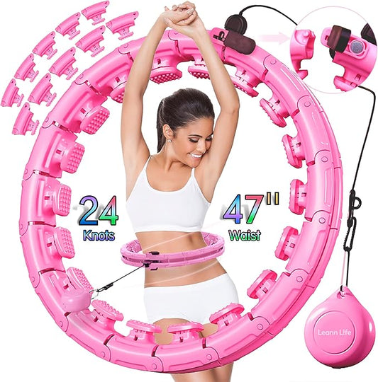 30/12 Knots, Upgraded Magnetic Lock Weighted Hula Hoop for Adults Weight Loss, Infinity Hoop Plus Size, Children Adults Home Outdoors, Fitness Exercise, Abdominal Toner