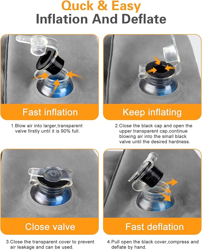 Sunany Inflatable Foot Rest Pillow for Travel, Kids/Adults Airplane Travel Pillow-Adjustable Height Cushions,for Kids to Sleep While Traveling,Suitable for Office, Home and Any Travell (1 Pack)