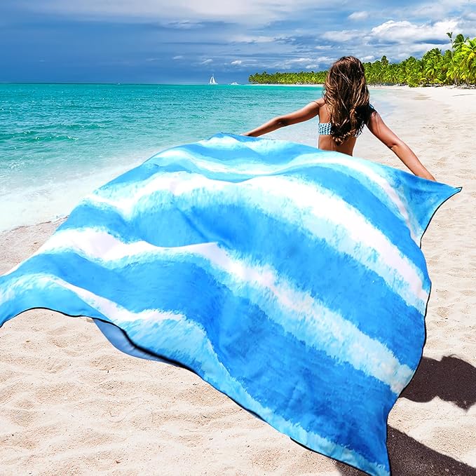 AISPARKY Beach Blanket Waterproof Sandproof Extra Large Beach Mat 79" X 83"/120"x108" for 2-8 Adults Quick Drying Durable Outdoor Picnic Mat for Travel, Camping, Hiking