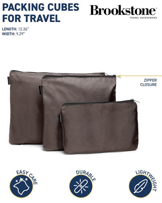 Brookstone Packing Cubes - 6 Piece Compression Packing Cubes for Travel - Tear Resistant Travel Essentials Bag Organizer Set, Velvet Brown