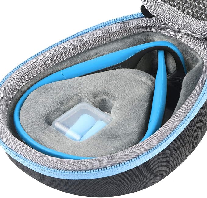 co2CREA Hard Case for SHOKZ New OpenRun Pro 2/1, OpenRun, OpenMove, OpenSwim Pro, OpenSwim, Compatible with All SHOKZ Open-Ear Bone Conduction Sport Headphones, Black Case + Ocean Blue Zipper