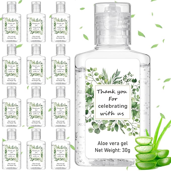 12 Pcs Mini Aloe Vera Gel Bulk for Christmas Wedding Party 1oz Soothing Moisture Aloe Gel Bulk Travel Size for Thank You Gifts Christmas Favors Wedding Party(Eucalyptus)