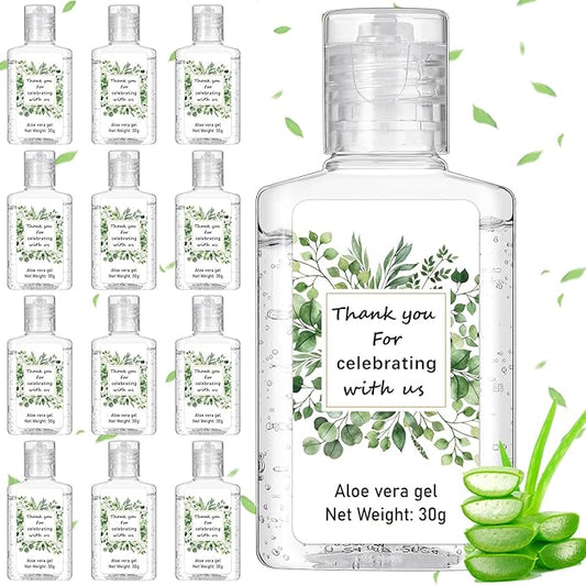 12 Pcs Mini Aloe Vera Gel Bulk for Christmas Wedding Party 1oz Soothing Moisture Aloe Gel Bulk Travel Size for Thank You Gifts Christmas Favors Wedding Party(Eucalyptus)