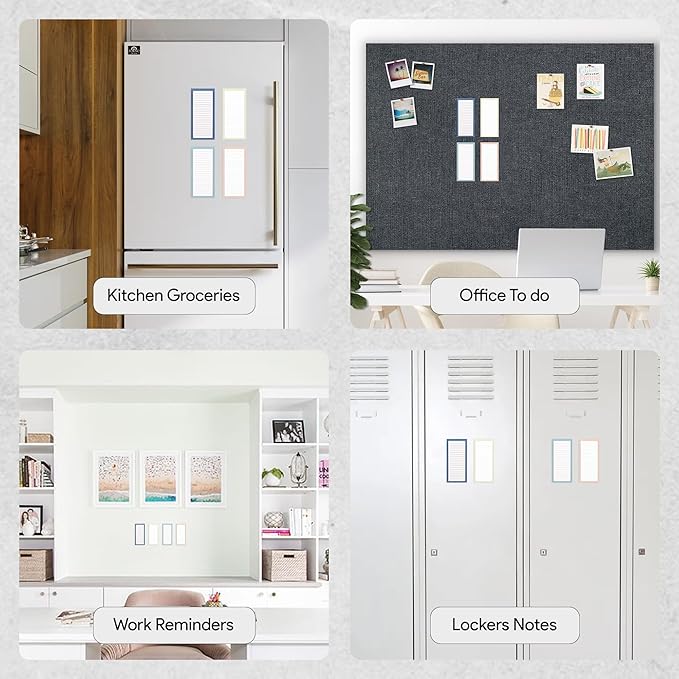 8 Magnetic Notepads – Notepads for Grocery List, Shopping List, To-Do List, Reminders -Strong Magnetic Back- Memo Notepad with Solid Pattern Designs | 25 Sheets per Pad 7.5 x 3.5 inch (8 Pack)