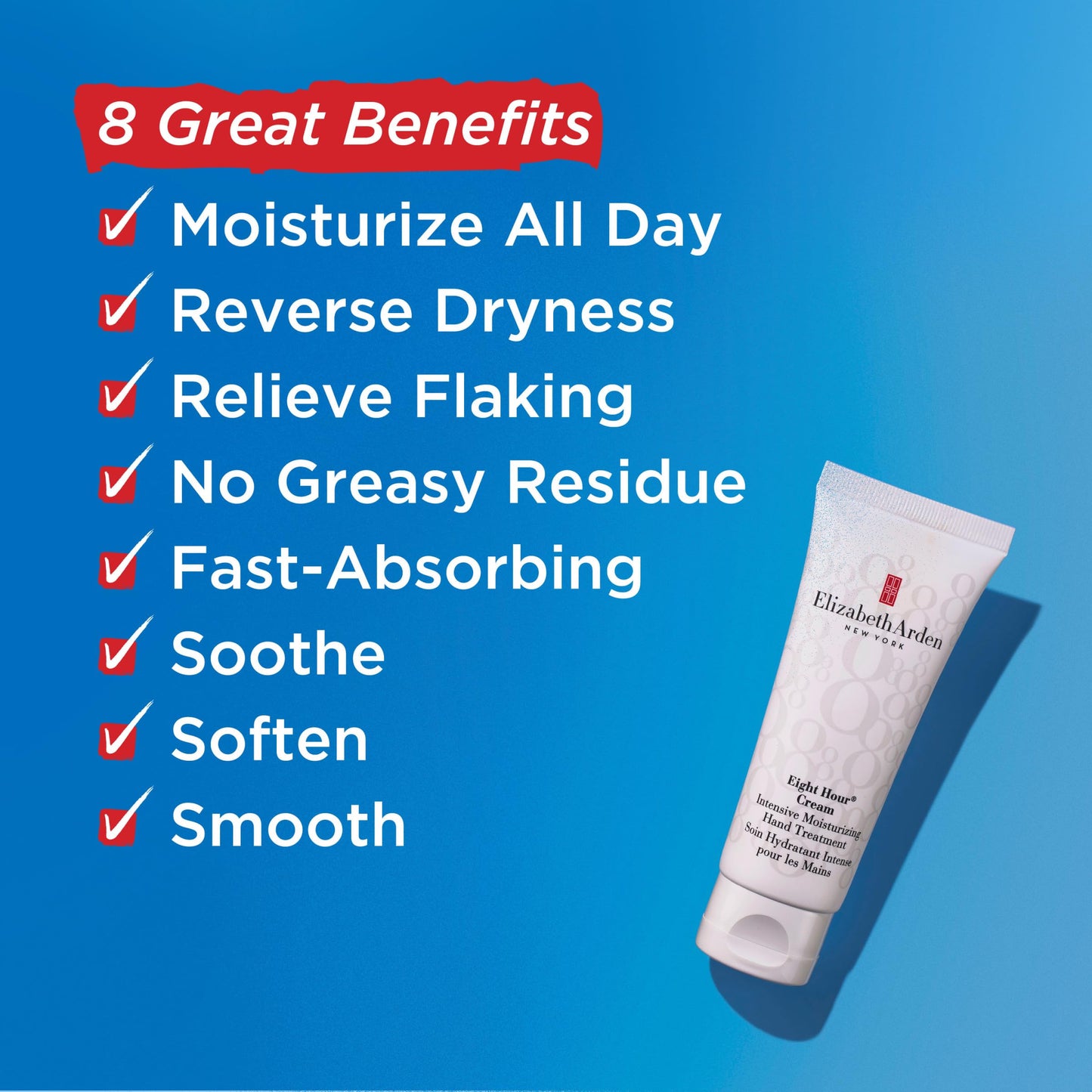 Elizabeth Arden Eight Hour Cream Intensive Moisturizing Hand Treatment, Fast-Absorbing Hand Cream for Dry, Cracked Skin, 2.65 Fl Oz