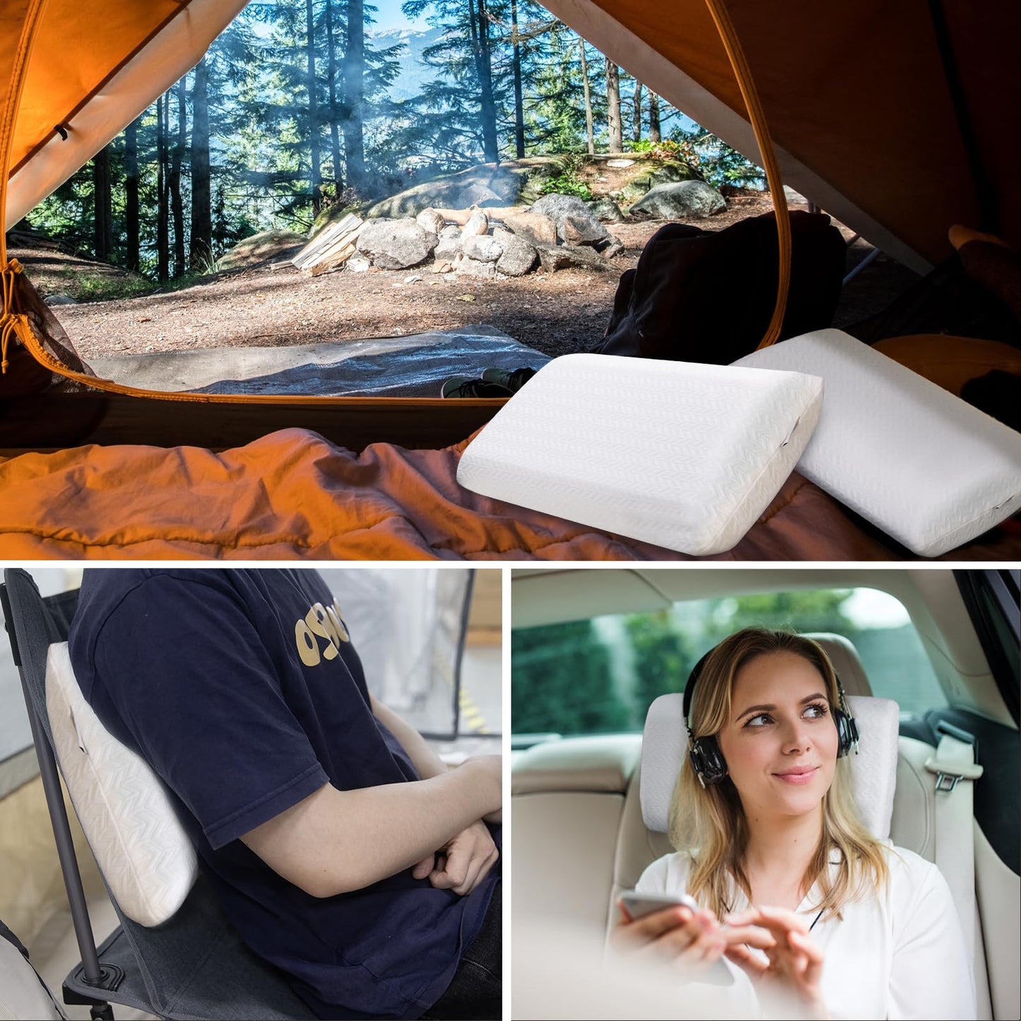 Vekkia Travel Pillow, Memory Foam Pillow Compressible Camping Pillow with Washable Cover,Ergonomic Supportive Pillow for Sleeping Ideal for Adults Kids Travel, Hiking, Airplane and Car-S