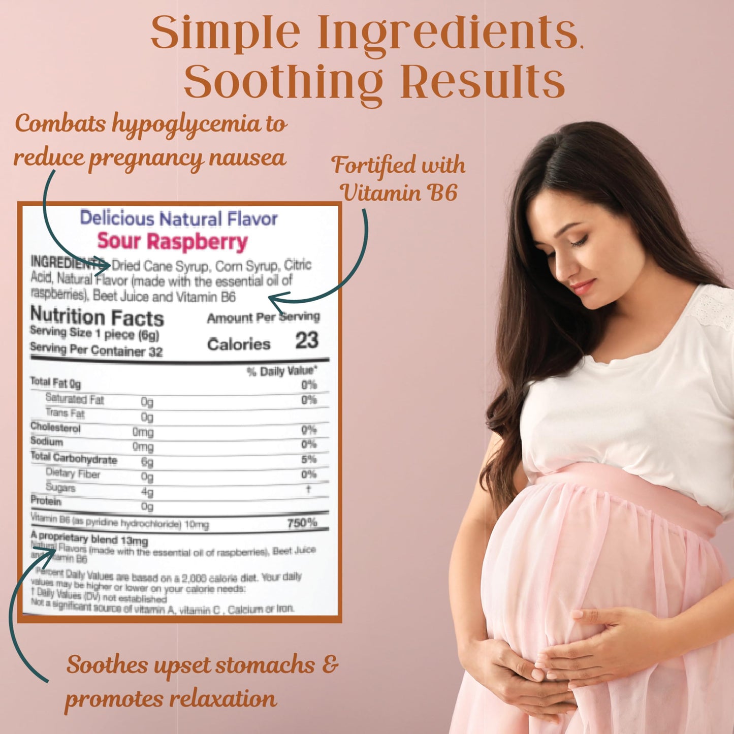 Preggie Pop Drops Plus with Vitamin B6 for Pregnancy Nausea Relief, Morning Sickness Candy with Essential Oils for Pregnant Women – Natural Raspberry, 32 Count