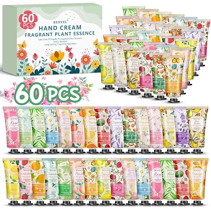 60 Pack Hand Cream Gifts Set For Women, Mini Hand Lotion Travel Size in Bulk for Dry Cracked Hands, Graduation Gifts, End of Year Teacher Appreciation Gifts, Thanksgiving Gifts, Party Favors