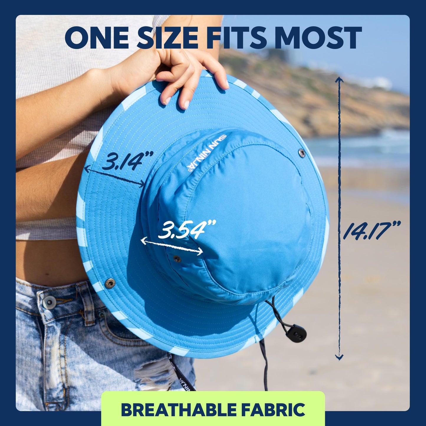 SUN NINJA Bucket Hat for Men & Women, Cooling with Adjustable Strap, Wide Brim, UPF UV 50+ Protection, Foldable Boonie Hat for Fishing, Hiking, Beach, Safari, Kayaking, SUPing - Palm Trees