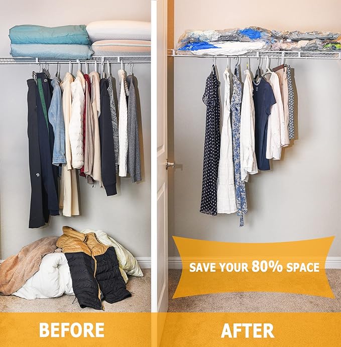 Vacuum Storage Bags 8 Medium, Space Saver Sealer Bags, Plastic Packaging Bags,Airtight Compression Bags for Clothes, Pillows, Comforters, Blankets, Bedding