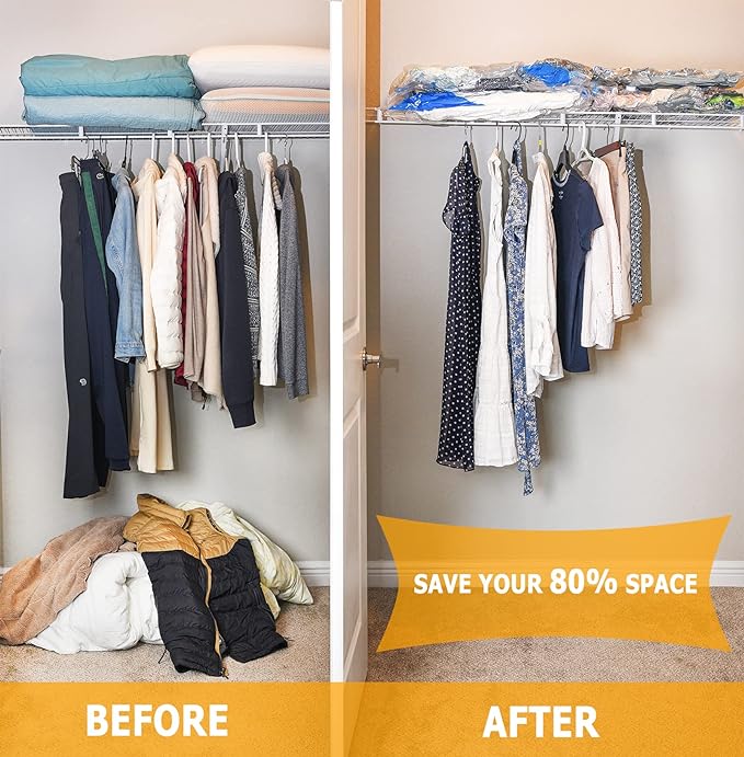 Vacuum Storage Bags 8 Large(31.49"x23.62"), Plastic Packaging Bags,Space Saver Sealer Bags, Airtight Compression Bags for Clothes, Pillows, Comforters, Blankets, Bedding