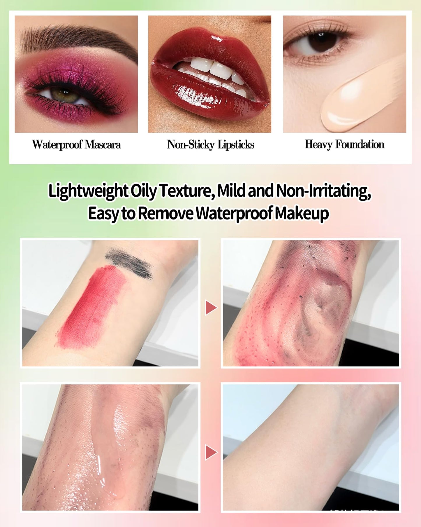 Makeup Remover Oil Portable Kit-7 Pcs Mini Travel Size Bottles Cleansing Oil for Face,Skincare Small Makeup Remover Oils,Deep Cleaning without Clogging Pore,for Dry & Neutral Skin (Green)