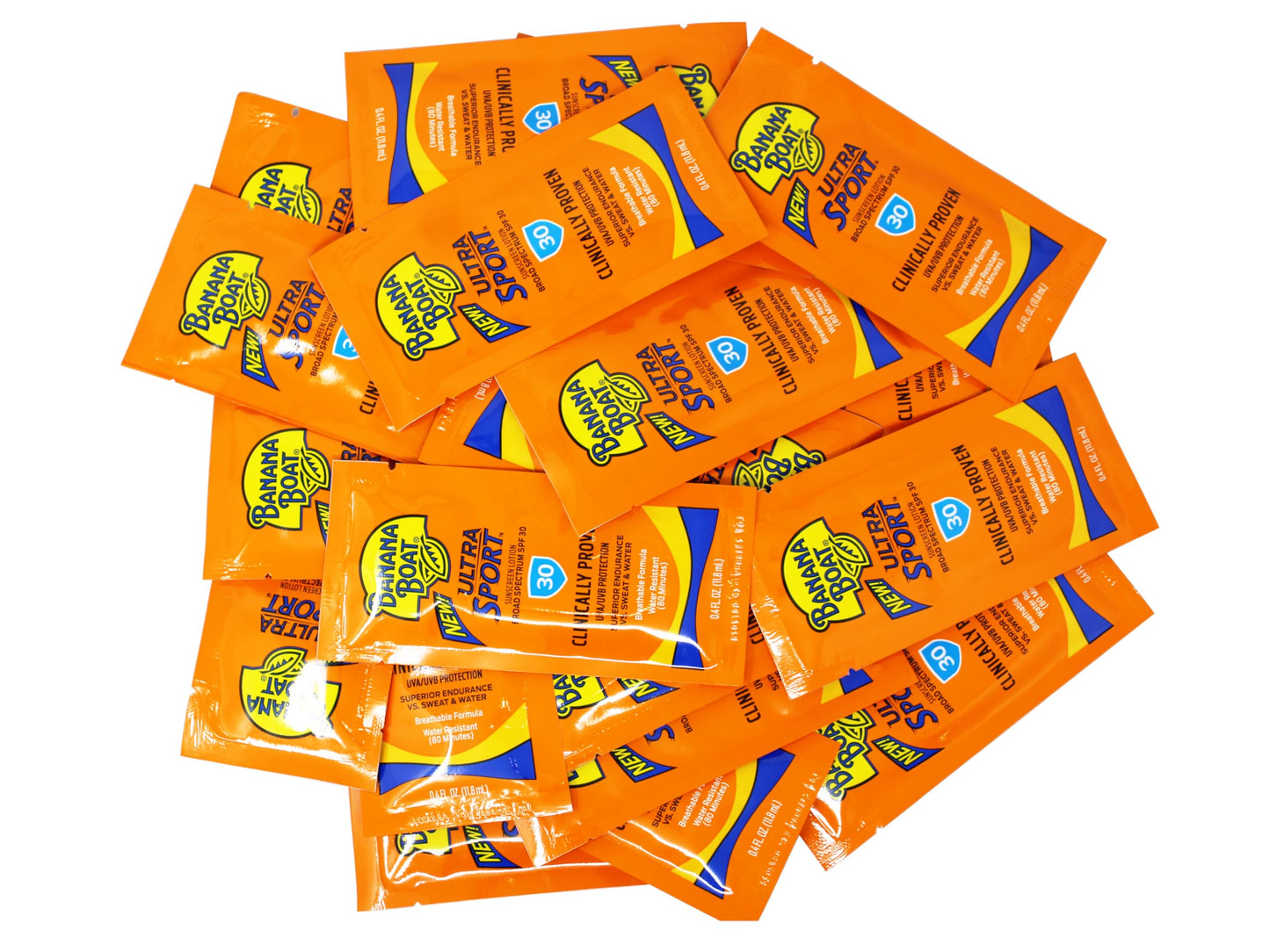Banana Boat Ultra Sport Sunscreen Lotion Packets, Broad Spectrum SPF 30, Water & Sweat Resistant, 0.4 fl oz (Pack of 200)