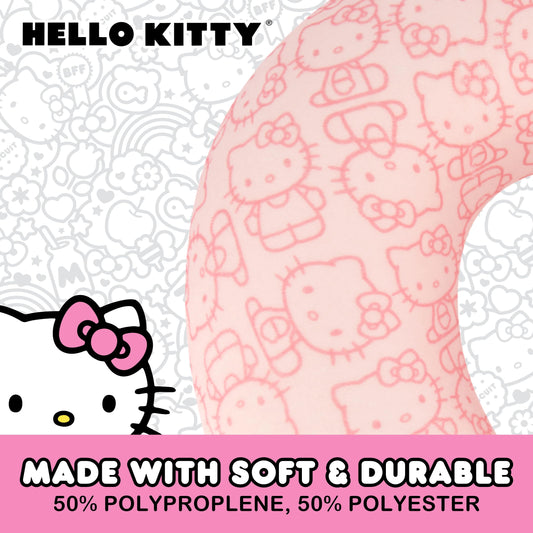 FUL Hello Kitty Neck Pillow, All Over Print Memory Foam Travel Accessories for Airplane, Car and Office, Comfortable and Breathable, Pink