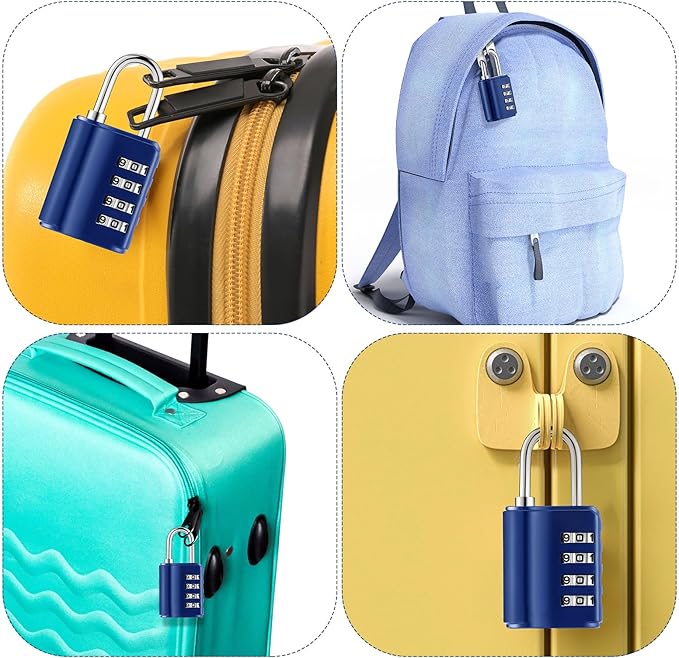 Kenning Combination Padlock 4 Digit Combination Lock with Keys Locker Resetable Security Outdoor Waterproof Gate Lock for School Sports Gym Locker Employee Fence Case(Sapphire,10 Pcs)