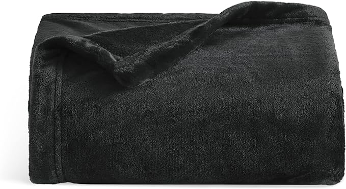 Bedsure GentleSoft Twin XL Fleece Blanket Dorm Bedding - Lightweight Soft Cozy Blankets for Bed, Sofa, Couch, Travel, Camping, Black, 66"x90"