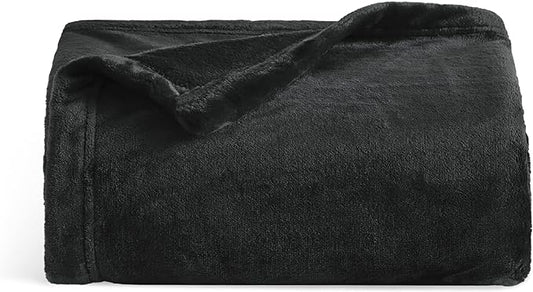 Bedsure GentleSoft Twin XL Fleece Blanket Dorm Bedding - Lightweight Soft Cozy Blankets for Bed, Sofa, Couch, Travel, Camping, Black, 66"x90"
