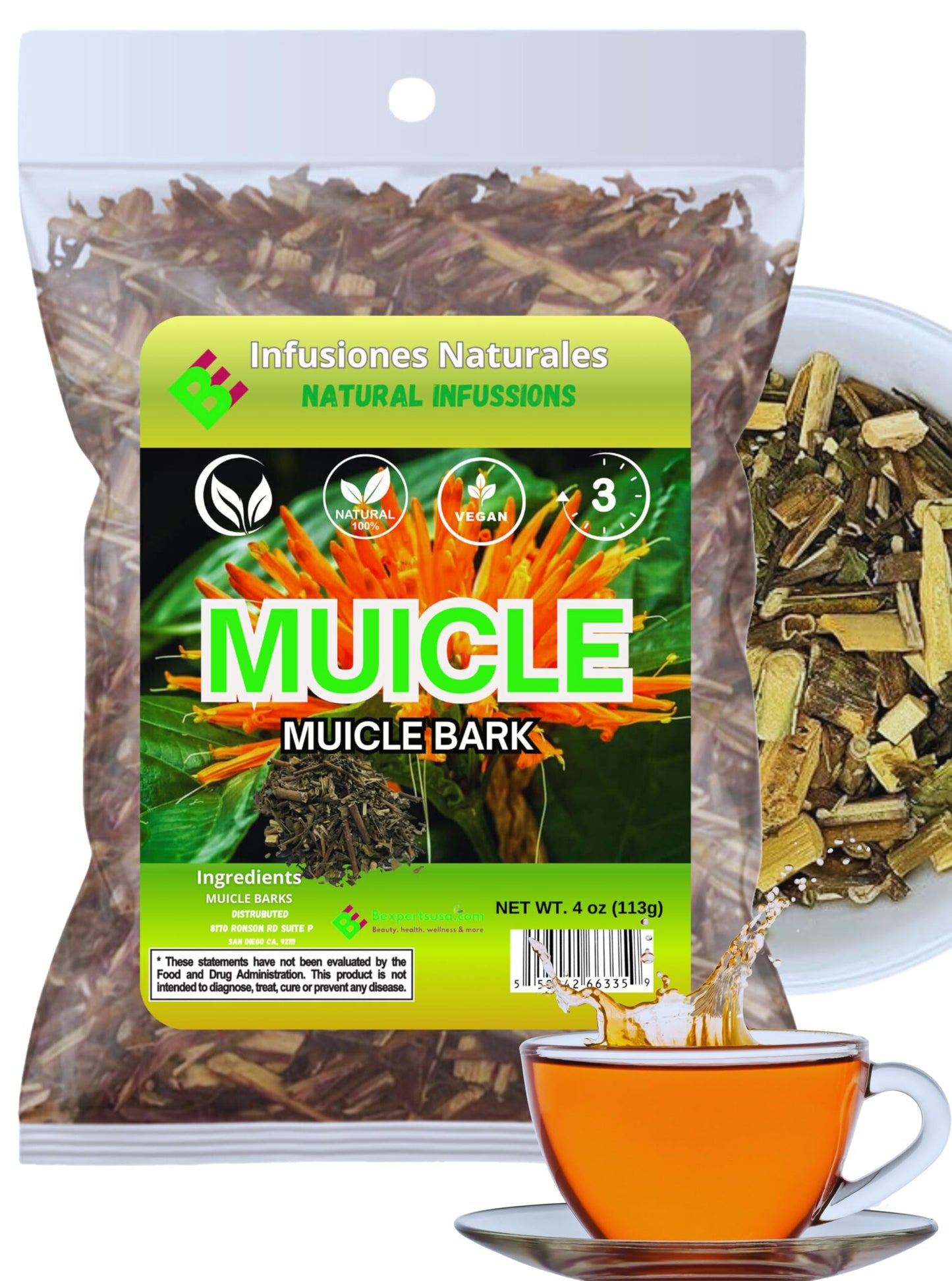 Muicle Té (Mexican Honeysuckle Herbal Tea) - 4 oz - 100% Natural, Vegan, Non-GMO: