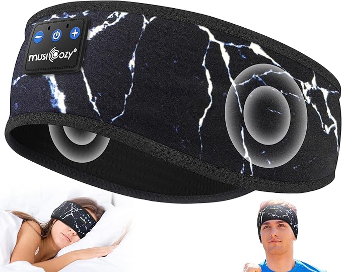 MUSICOZY Sleep Headphones Bluetooth 5.4 Headband, Wireless Earphones Music Sleep Earbuds Sleeping Eye Mask with HD Stereo Speakers for Workout Running Travel Yoga, Ideal Gifts for Women Men