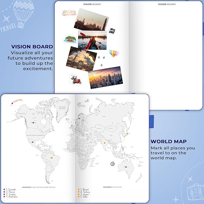 Clever Fox Bucket List Journal Large – Inspirational Book for Memories & Adventures – Motivational Bucket List Notebook for Couples, A4 (Mystic Blue)