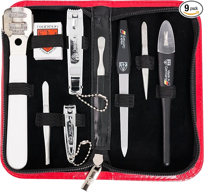 3 Swords Germany - Brand Quality 9-Piece Pedicure kit Set - Callus Remover and Nail Care Tools - Made in Solingen/Germany