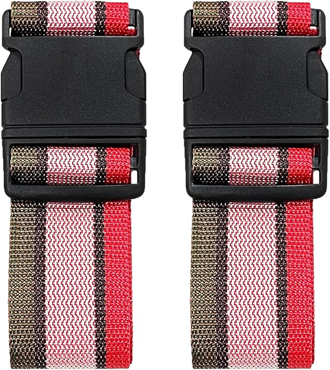 2 Pack Luggage Straps, Bright Colors Adjustable Suitcase Belts with Quick Release Buckle (GreyPink)