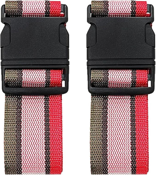 2 Pack Luggage Straps, Bright Colors Adjustable Suitcase Belts with Quick Release Buckle (GreyPink)