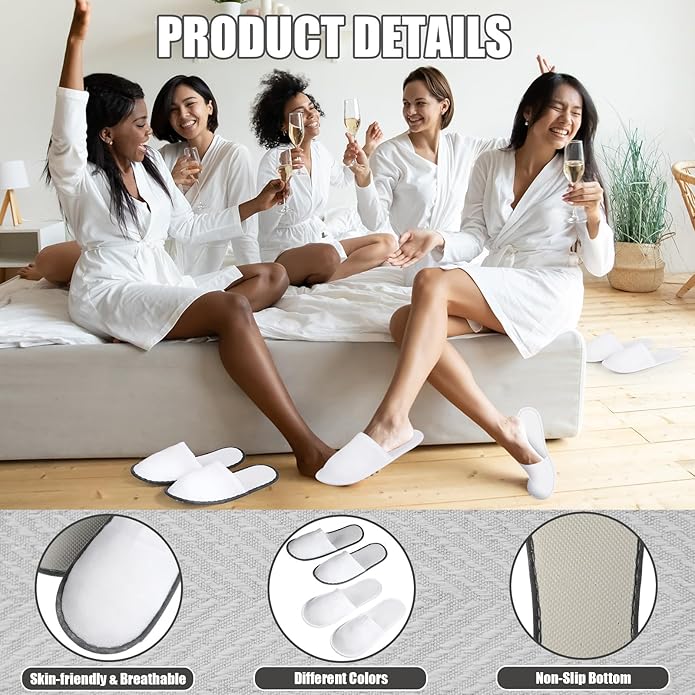 JaGely 120 Pairs Bulk Disposable Slippers Non Slip Hotel Spa Slippers Fluffy Closed Toe for Home Indoor Wedding Travel Party Guests Men Women