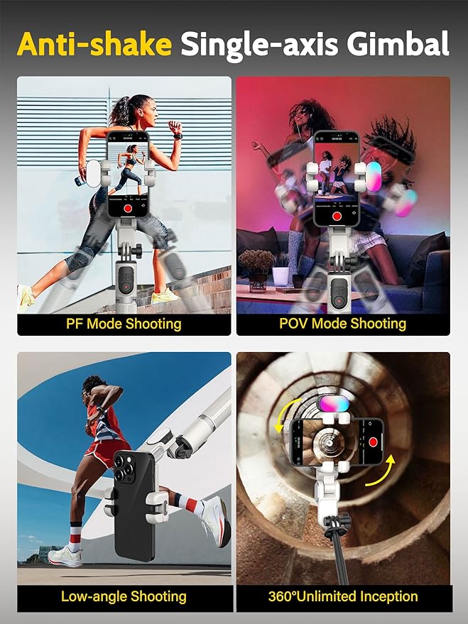 Auto Face Tracking Tripod 360 Rotation w/Stand for iPhone Android,Selfie Stick Phone Stand 360 Rotating for Video Recording,Phone Holder Follow You w/Remote,RGB Light for TikTok(M2Pro White)