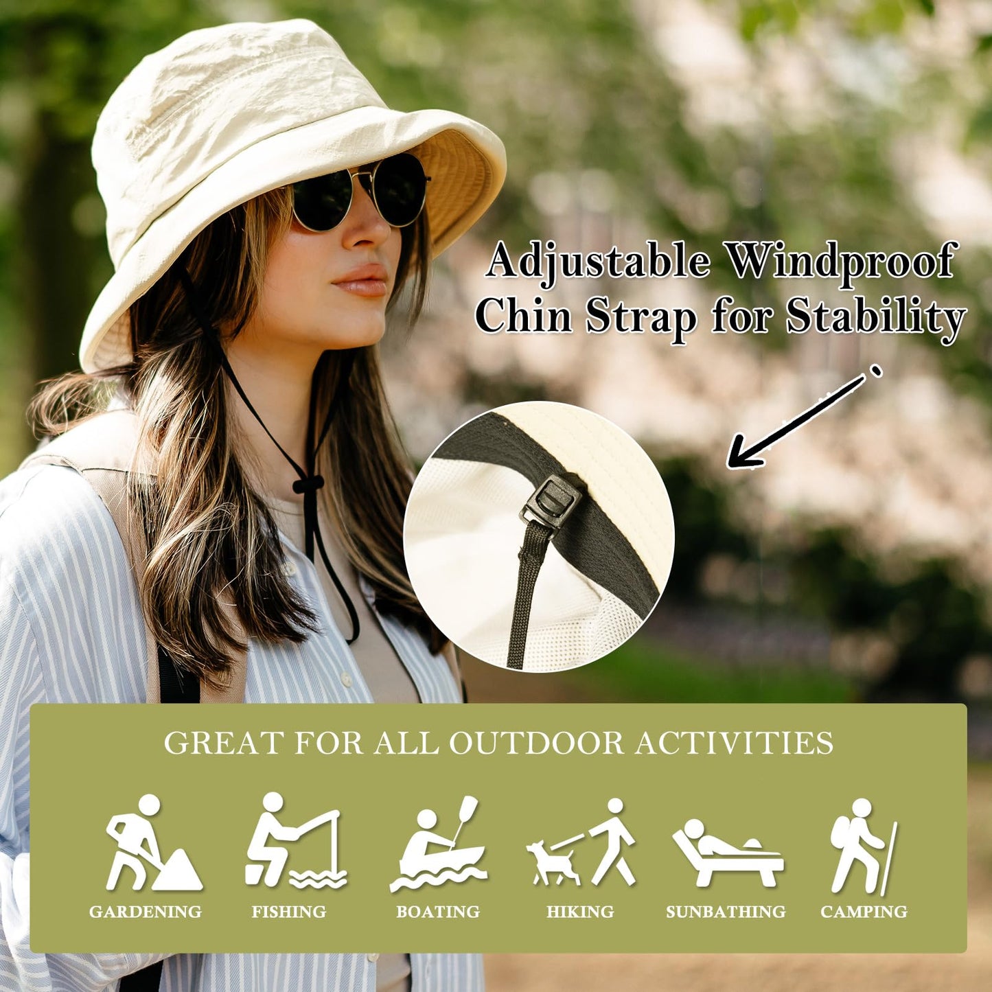 TOP-EX Women’s Sun Hats Wide Brim UV Protection UPF 50 with Ponytail Hole Packable Foldable Bucket Hat for Summer Beach Travel Outdoor Camping Gardening Waterproof Lightweight and Breathable Grey M