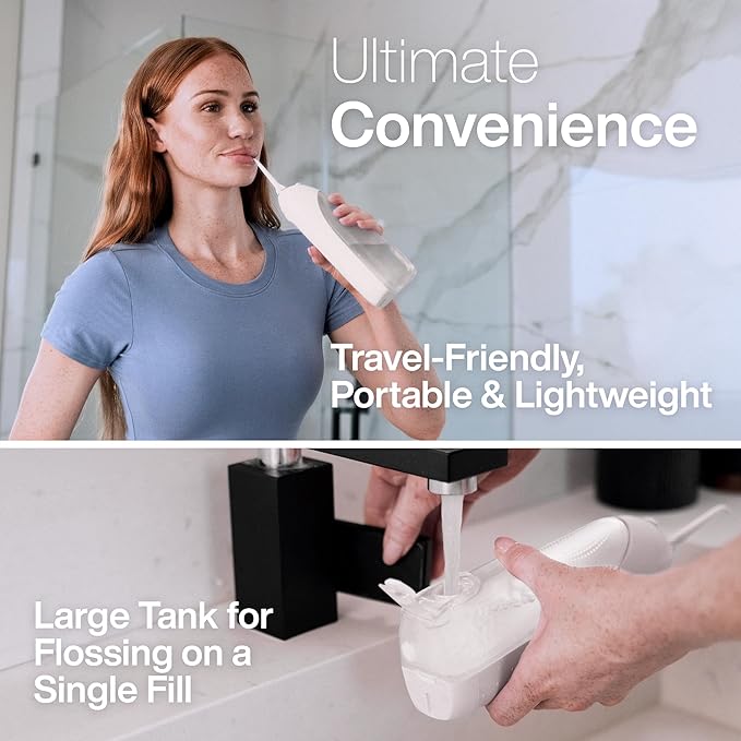 AquaSonic Icon Water Flosser for Teeth – Cordless Rechargeable Oral Irrigator – Waterproof, Portable Dental Cleaning with Jet Tip – Braces Home Travel - Pearl