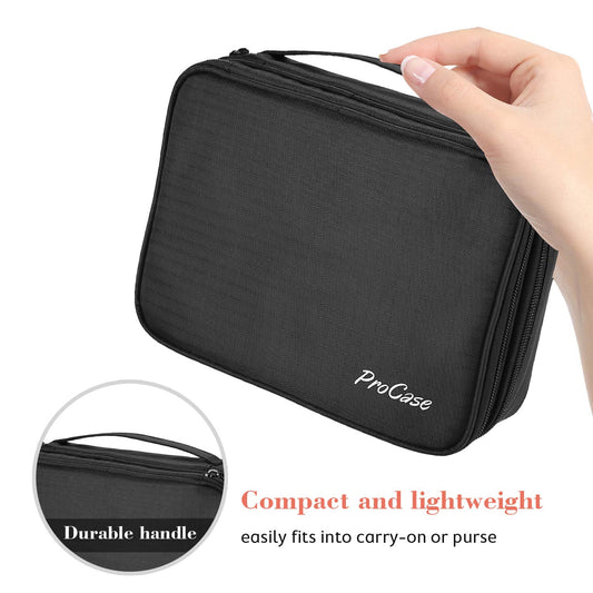 ProCase Travel Jewelry Case Organizer Bag, Soft Padded Jewelry Carrying Pouch Portable Storage Holder for Earrings Ring Necklace Bracelet Chain -Black