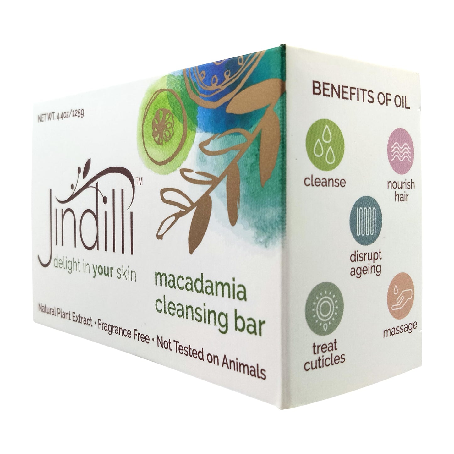 Jindilli Macadamia Oil Body Cleansing Bar-Natural Extracts,Fragrance Free,Non Greasy,Cold-Pressed Refined & Filtered,Cruelty-Free, Skin and Hair,Sensitive Skin,Eczema,Rosacea,Psoriasi- 4.4 oz