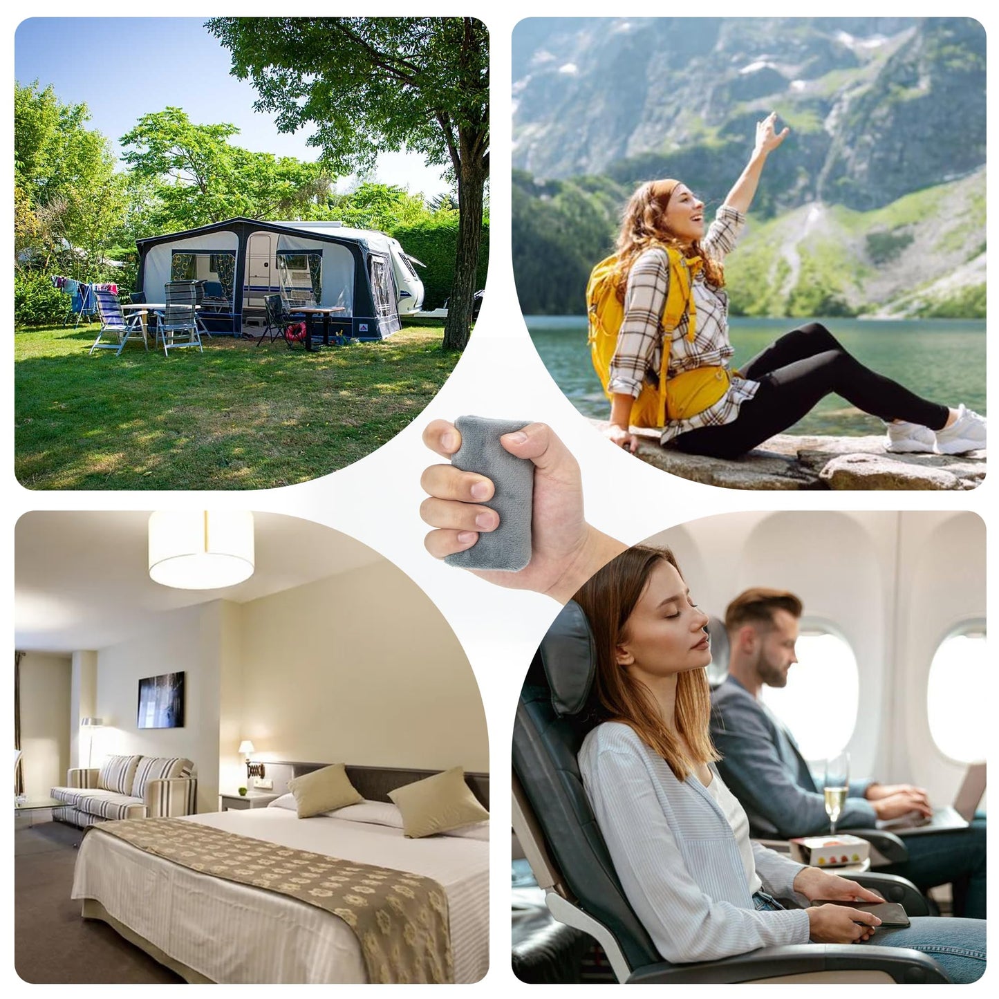 YEEKORO Inflatable Neck Pillow, Round Neck Pillows Support, Travel Pillow for Sleeping, Bolster Pillow for Bed, Legs and Back- Travel Essentials（4.9 x 11.8 inch