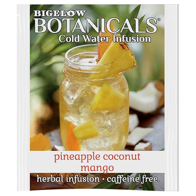 Bigelow Botanicals Pineapple Coconut Mango, Caffeine Free Herbal Tea with Pineapple and Coconut Flavor, 18 Count (Pack of 6), 108 Total Tea Bags