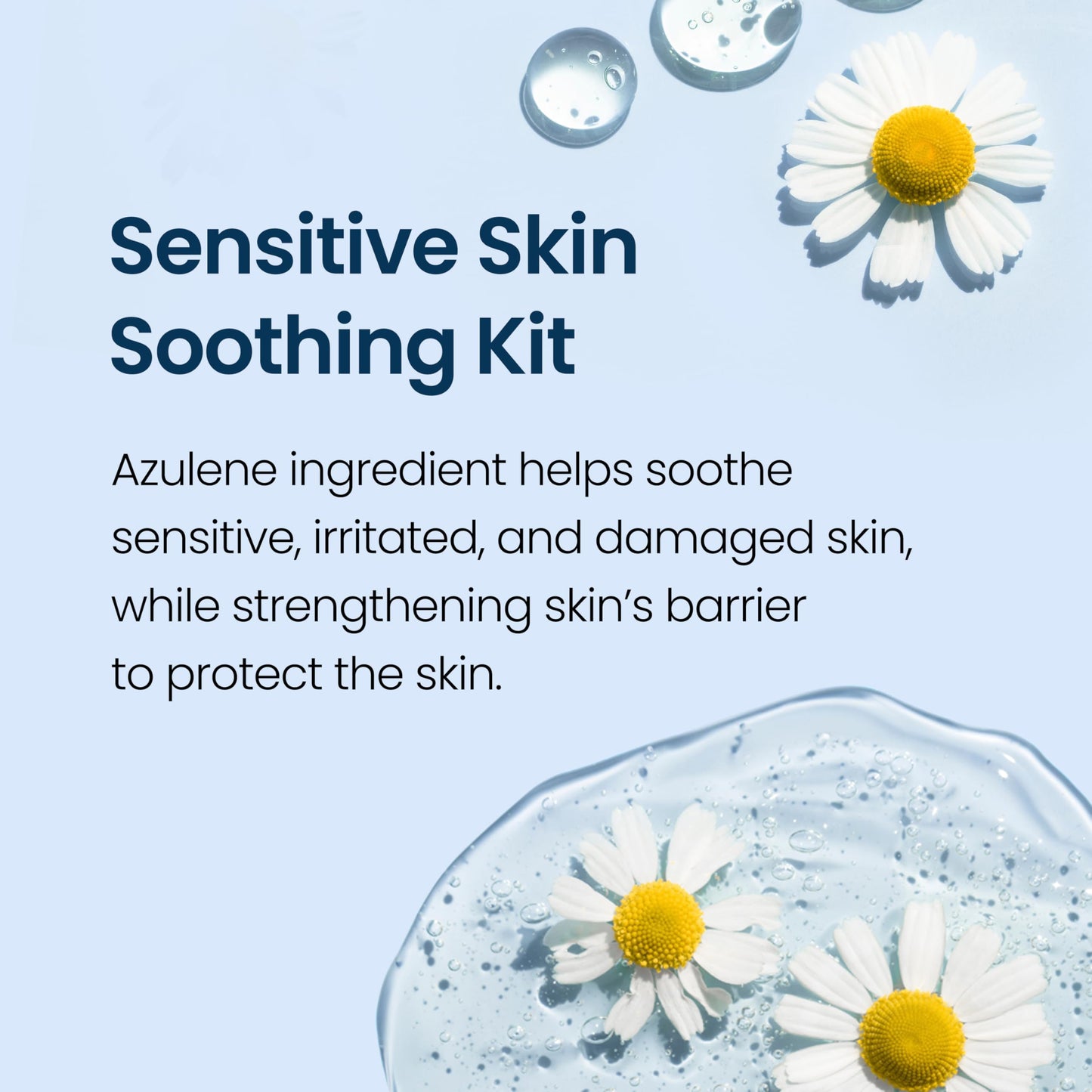 SURMEDIC AZULENE Soothing Trial Kit, Korean Skincare, Airplane-Friendly Travel Size Mini Set, Facitl Kit Gift for Women with Moisturizer, Cleanser, Toner, Ampoule, Cream