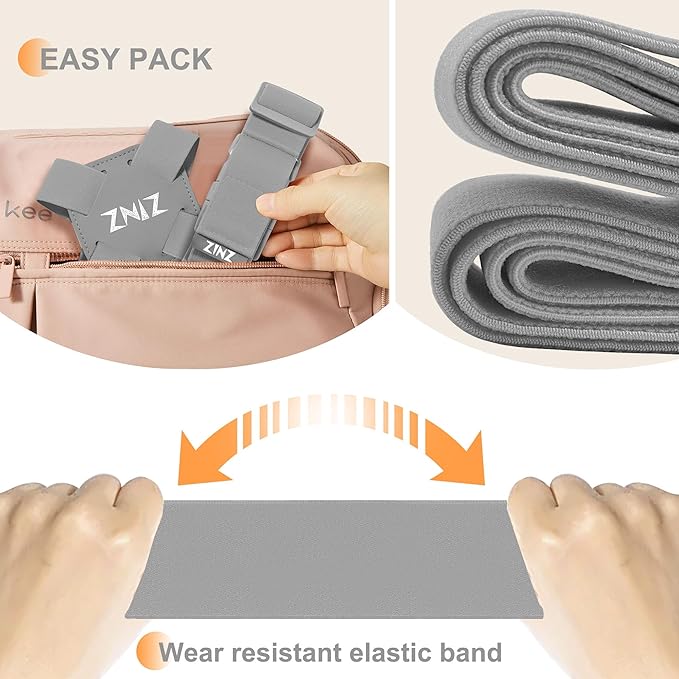 2-Pack Elastic Luggage Straps with Suitcase Bungee, Adjustable Bag Belt Travel Accessories -Gray