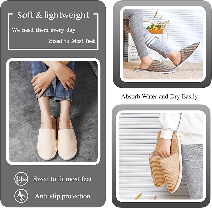 6-10 Pairs Spa Slippers, Non Slip Disposable Slippers For Guest, Washable Reusable, Which Can Be Used As Women Men, House, Indoor, Bathroom, Bedroom, Hotel, Bride Slippers