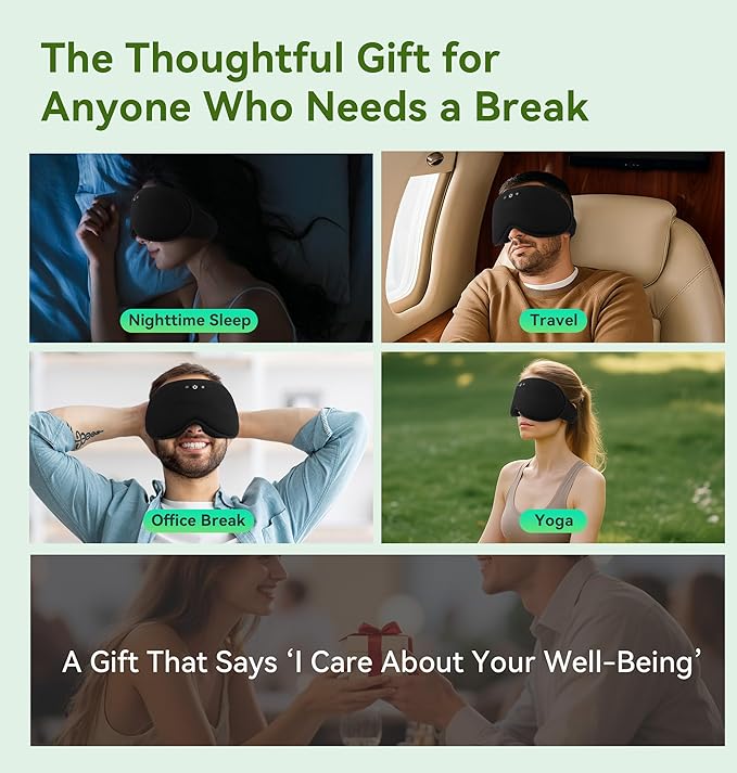 LC-dolida Bamboo Cotton Weighted Bluetooth Sleep Masks, 3D Weighted Sleep Masks with Bluetooth 5.4 Headphones, Total Blackout Bluetooth Sleep Mask for Women Men, Weight Eye Mask for Sleeping, Black