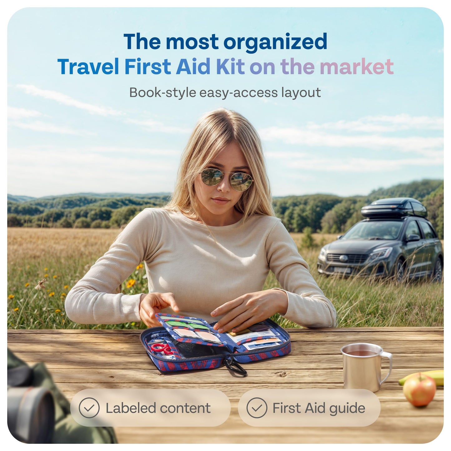 KeepGoing Travel First Aid Kit for Car, Home, Hiking, Camping and Outdoor Emergencies - First Aid Kit Travel Size TSA-Approved