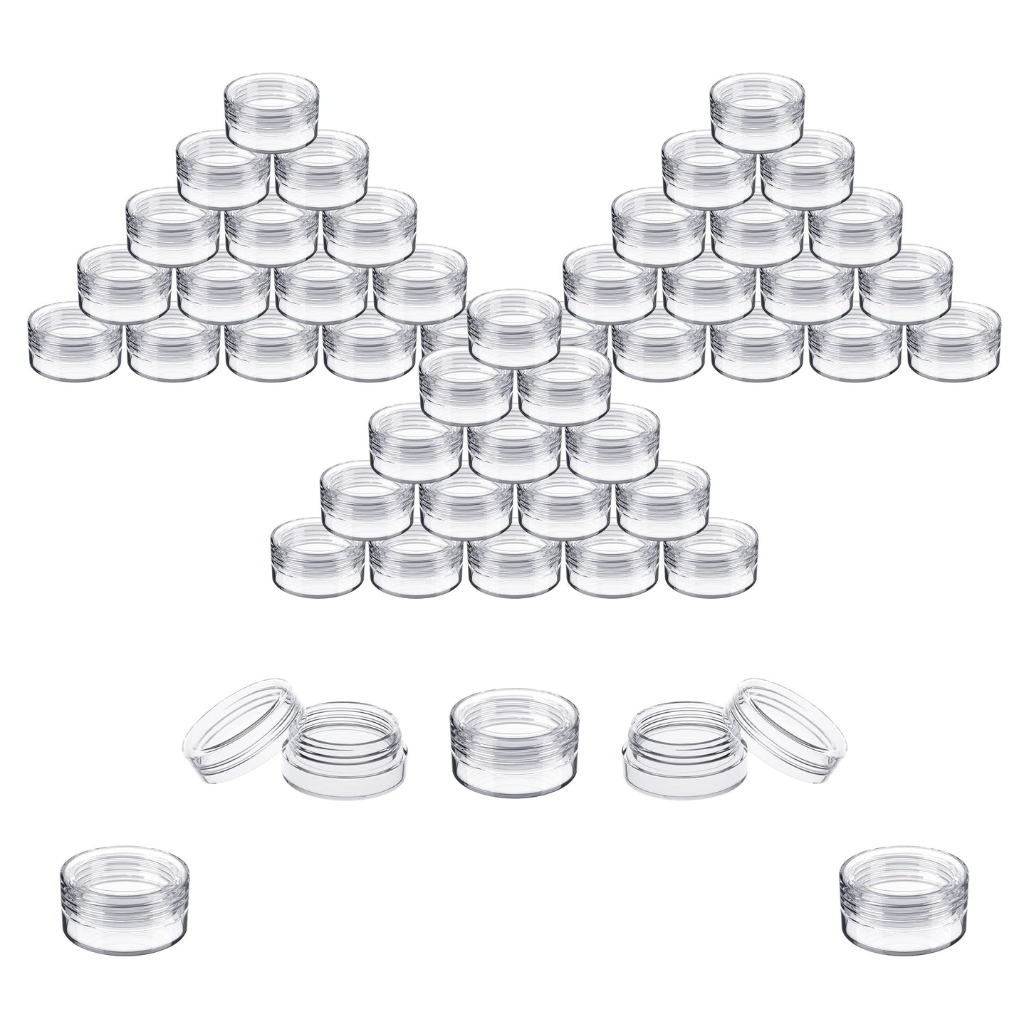 Houseables Sample Containers, Lip Balm Containers, Sample Jars, Mini Jars with Lids, Small, Empty, Makeup, Powder, Gloss, Cosmetic, Tiny, Chapstick, Dab, Wax, Scrub, Little, Clear Plastic 3 Gram, 50PK