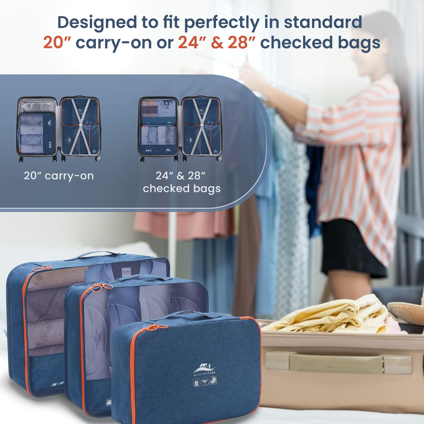 7 Set Packing Cubes for Suitcases Travel Luggage Packing Organizers,Travel Essentials Luggage Organizer Accessories Toiletry Bag Shoe Bag Laundry bag