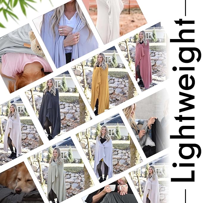 K E L O R Luxury Cooling Travel Blanket - Stretchy, Lightweight Soft & Breathable Shawl Wraps for Women