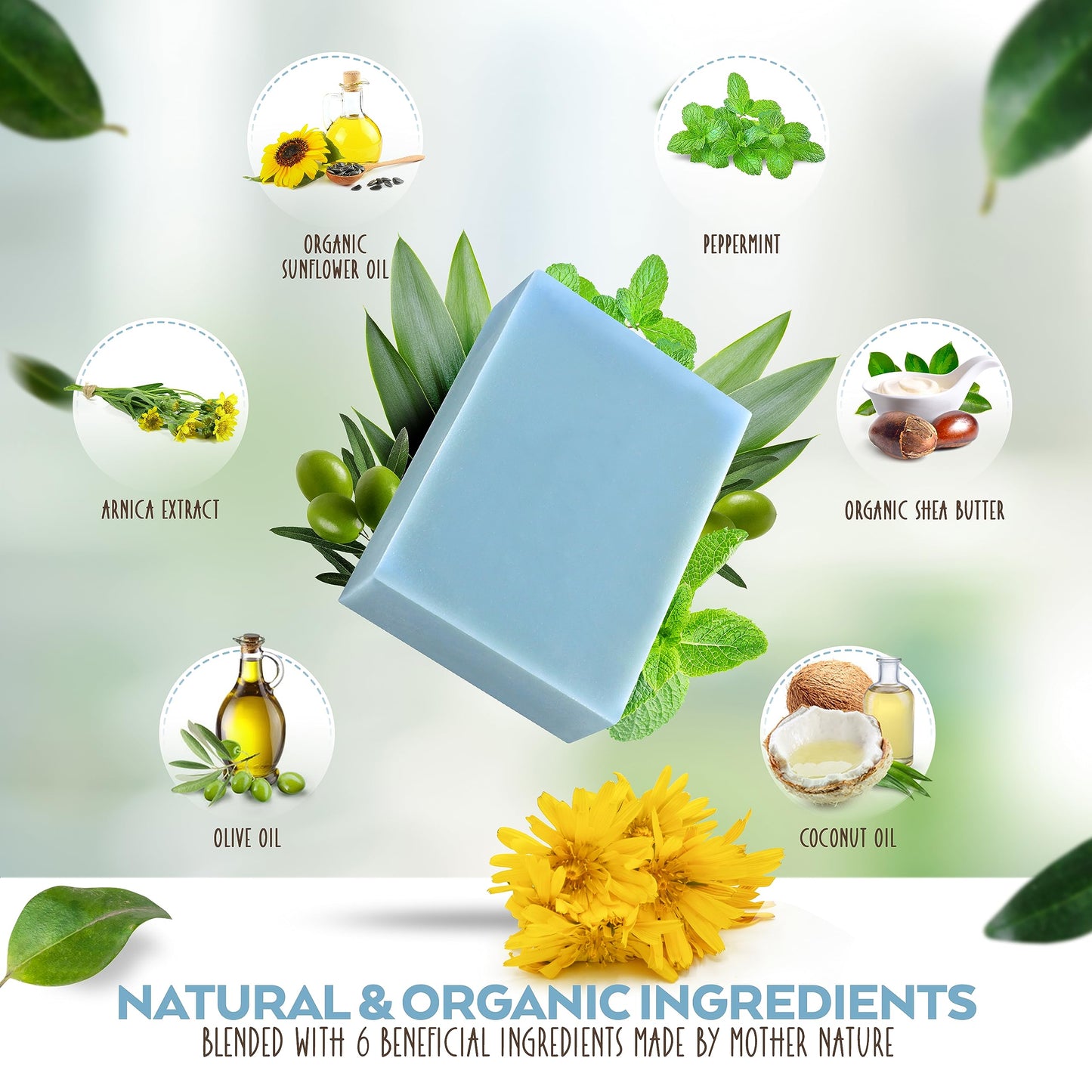 Arnica Soap. With Organic Shea Butter, Arnica Oil & Pure Essential Oils. All Skin Types. Made in the USA. 4.5 oz Bar