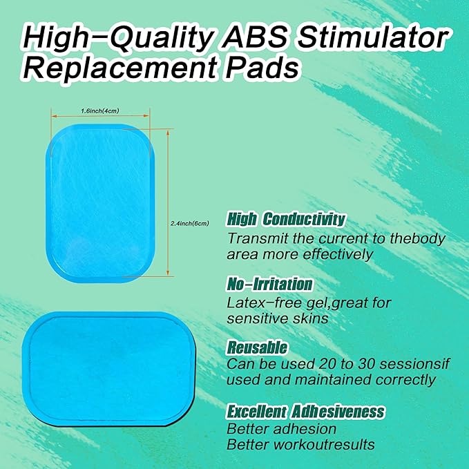 50 Pcs/25 Packs Gel Pads for ABS Stimulator Training Replacement Muscle Trainer Accessory for Ab Workout Toning Belt Blue