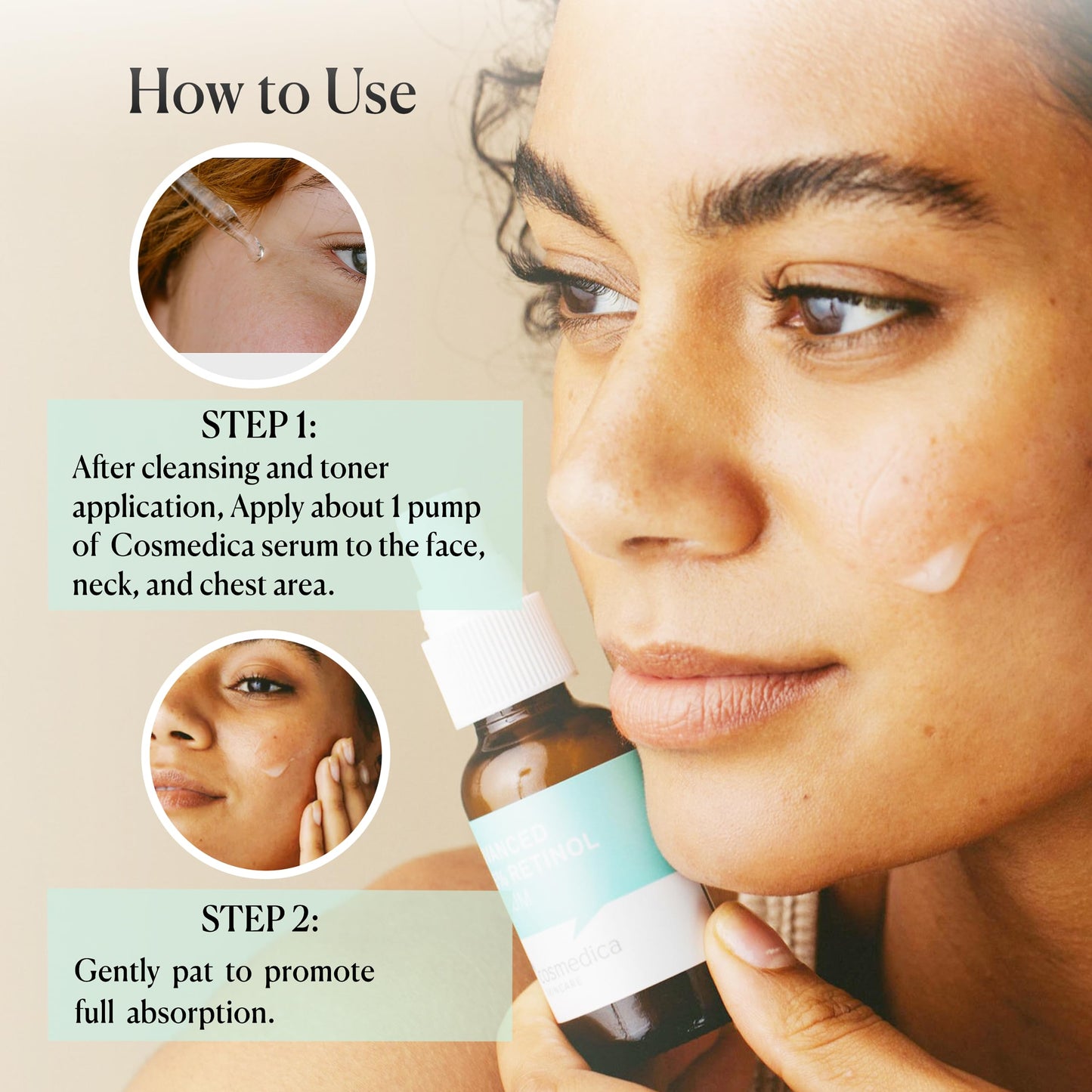 Cosmedica Skincare's Advanced 2.5% Retinol Serum w/Green Tea, Hyaluronic Acid & Vit E - Anti-Aging, Skin Revitalizing, Hydrating Serum for Fine Lines, Wrinkles, Discoloration, and Acne Scars, 1oz