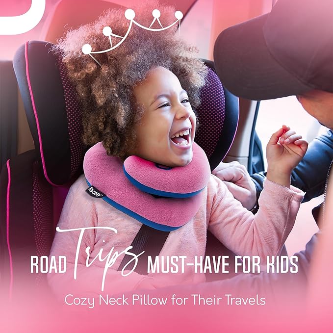 BCOZZY 3-7 Y/O Kids Travel Pillow for Car & Airplane, Soft Kids Neck Pillow for Traveling in Car Seat, Provides Double Support for Toddlers Head & Chin in Road Trips, Washable, Small Size, Unicorn