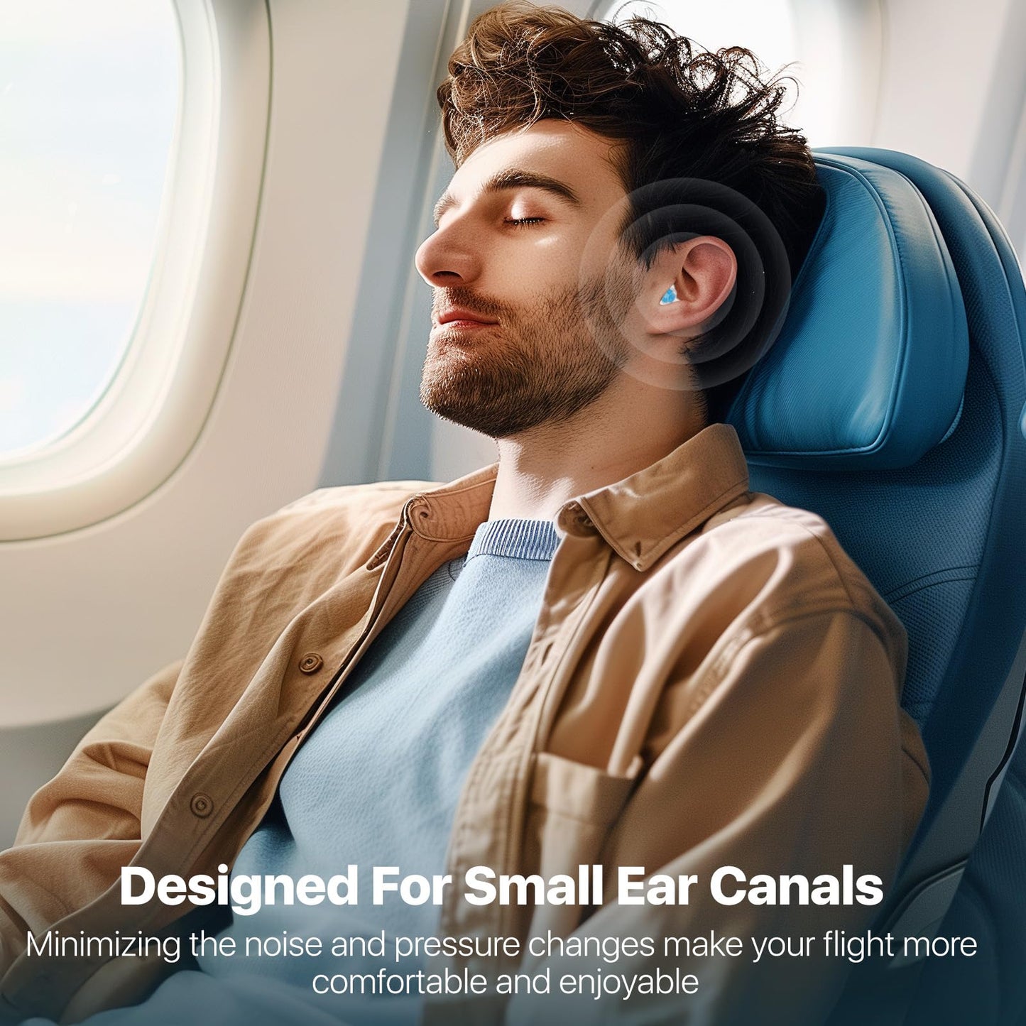 Softvox Ear Plugs for Airplane Pressure Relief & Prevent Ear Pain - Flying Travel Essentials - Comfortable Reusable Plane Earplugs for Adult/Kids 12+ with Small Ear-canals, 25dB Noise Reduction, BU